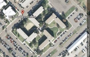 swastika-shaped building on a US Navy base in California